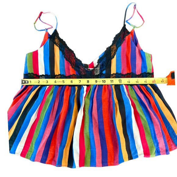 🎉 HOST PICK 🎉 Zara Rainbow Striped Lace Trim Camisole size MEDIUM - Picture 12 of 13
